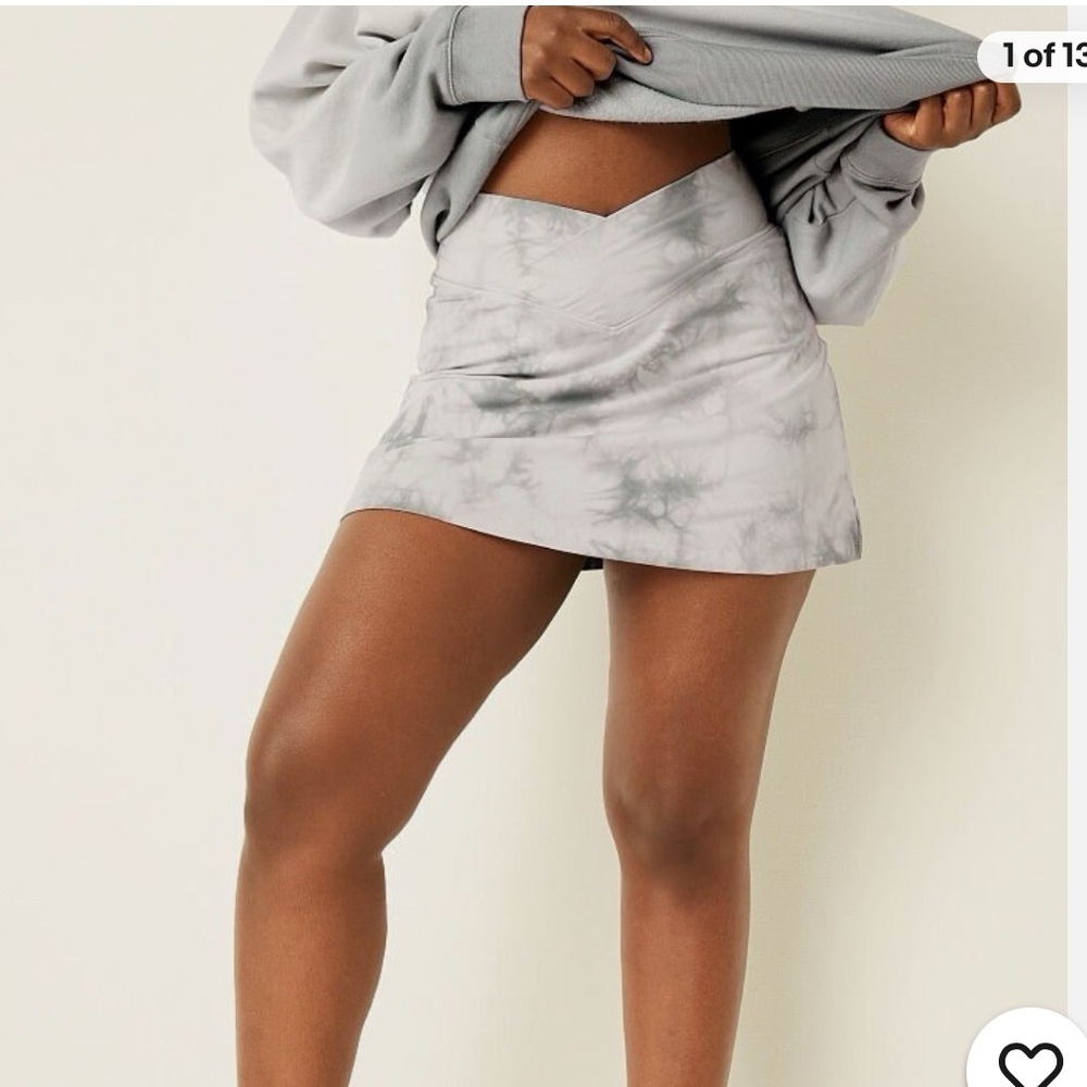 Tie-Dye Grey & Lavender V-Waist Flared Skort
